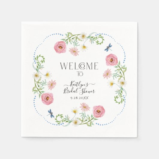 Serviette En Papier Fête de mariage élégante et bohème avec fleurs sau (Devant)