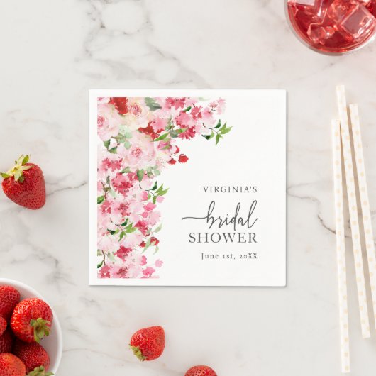 Serviette En Papier Fête de mariage en fleurs roses (En situation)