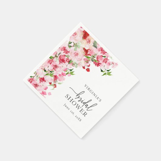 Serviette En Papier Fête de mariage en fleurs roses (Coin)