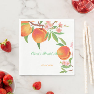 SERVIETTE EN PAPIER FETE DE MARIAGE FLEURIE AUX PECHES