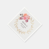 Serviette En Papier Fête de mariage Fleurs à l'aquarelle (Coin)