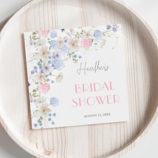 Serviette En Papier Fête de Mariage Fleurs Sauvages Roses Violettes de