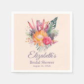 Serviette En Papier Fête de mariage Fleurs tropicales pêche flou (Devant)