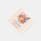 Serviette En Papier Fête de mariage Fleurs tropicales pêche flou (Coin)