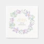 Serviette En Papier Fête de Mariage Fleurs Violettes Élégantes Aquarel (Devant)