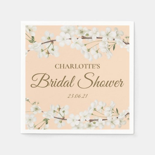 Serviette En Papier Fête de mariage floral à fleurs blanches (Devant)