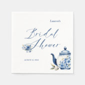 Serviette En Papier Fête de mariage Floral Aquarelle Bleu (Devant)
