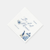 Serviette En Papier Fête de mariage Floral Aquarelle Bleu (Coin)