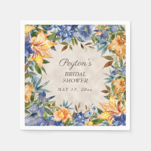 Serviette En Papier Fête de mariage Floral Automne Orange Bleu