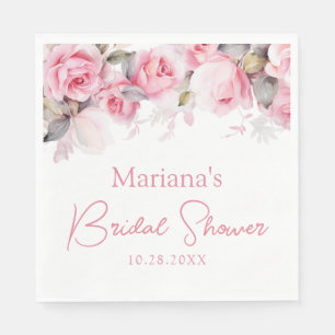 Serviette En Papier Fête de mariage floral aux roses roses