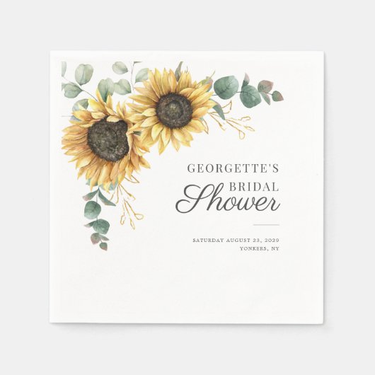 Serviette En Papier Fête de mariage floral avec tournesol et eucalyptu (Devant)