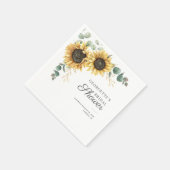 Serviette En Papier Fête de mariage floral avec tournesol et eucalyptu (Coin)
