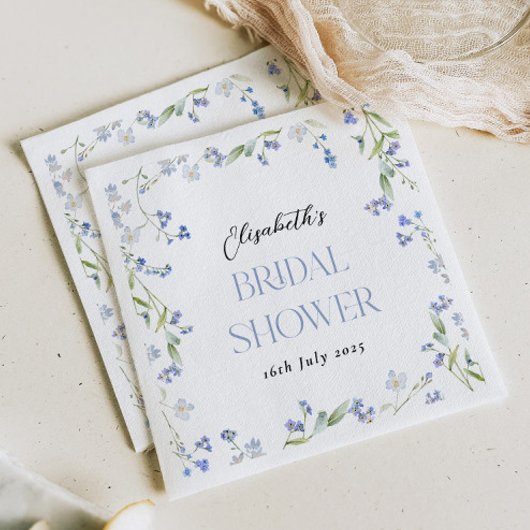 Serviette En Papier Fête de mariage floral bleu ciel