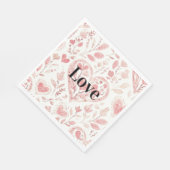 Serviette En Papier Fête de mariage floral cœurs roses (Coin)