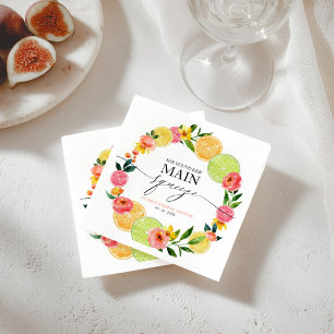 Serviette En Papier Fête de mariage floral et agrumes Main Squeeze