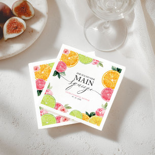 Serviette En Papier Fête de mariage floral et agrumes Main Squeeze