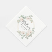 Serviette En Papier Fête de mariage floral Eucalyptus Rose Blanche (Coin)