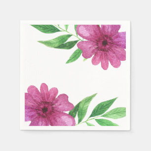Serviette En Papier Fête de mariage floral fleurs aquarelle rose print