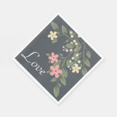 Serviette En Papier Fête de mariage Floral Grey Rose (Coin)