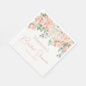 Serviette En Papier Fête de mariage floral ivoire pêche (Coin)