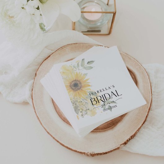 Serviette En Papier Fête de mariage floral moderne tournesol