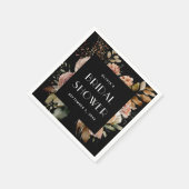 Serviette En Papier Fête de mariage floral noir | Élégant Bohème Chic (Coin)
