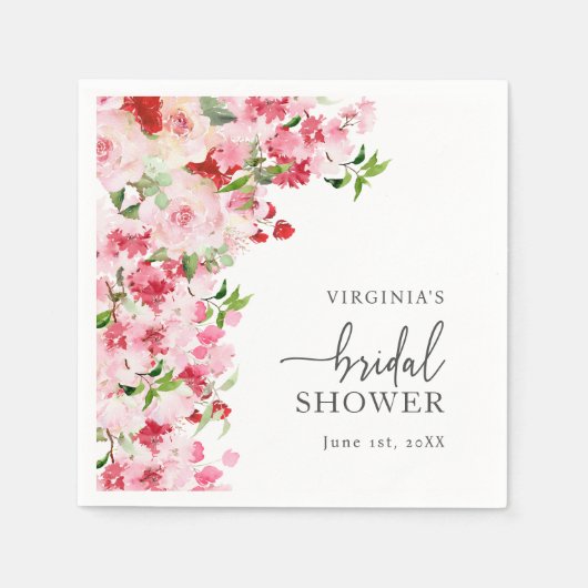 Serviette En Papier Fête de mariage floral rose (Devant)