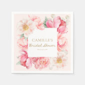 Serviette En Papier Fête de mariage floral rose (Devant)