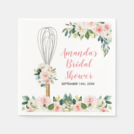 Serviette En Papier Fête de mariage floral rose à emporter bientôt (Devant)