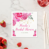 Serviette En Papier Fête de mariage floral rose chaud (En situation)