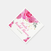 Serviette En Papier Fête de mariage floral rose chaud (Coin)