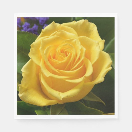 Serviette En Papier Fête de mariage Floral Rose Jaune (Devant)