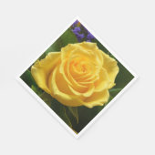 Serviette En Papier Fête de mariage Floral Rose Jaune (Coin)