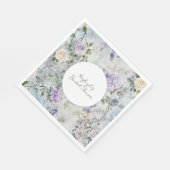 Serviette En Papier Fête de mariage floral rose lavande violette crème (Coin)