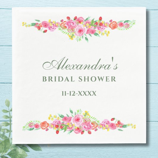 Serviette En Papier Fête de mariage floral rose pivoine