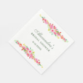 Serviette En Papier Fête de mariage floral rose pivoine (Coin)