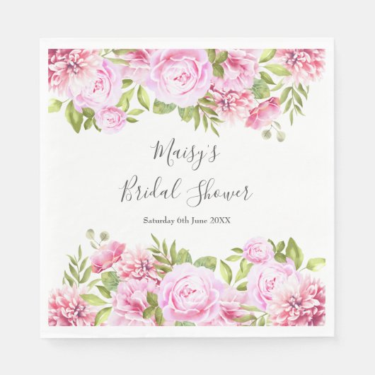Serviette En Papier Fête de mariage floral Rose sauvage (Devant)