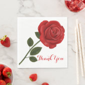 Serviette En Papier Fête de mariage Floral Rouge Rose Merci (En situation)