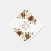 Serviette En Papier Fête de mariage Floral rouille pêche verdure or  (Coin)