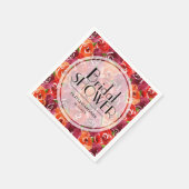 Serviette En Papier Fête de mariage Florale Aquarelle (Coin)