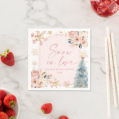 Serviette En Papier Fête de mariage hivernale flocon de neige rose Amo (En situation)