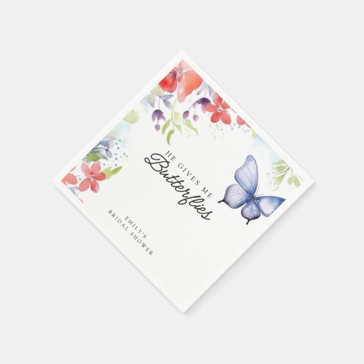 Serviette En Papier Fête de Mariage Il Me Donne des Papillons (Coin)