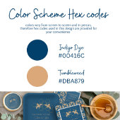 Serviette En Papier Fête de mariage Indigo & Honeycomb Golden Bee