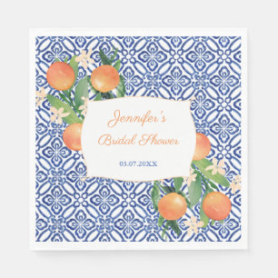 Serviette En Papier Fête de mariage Italien Carreaux Bleus Oranges Dou