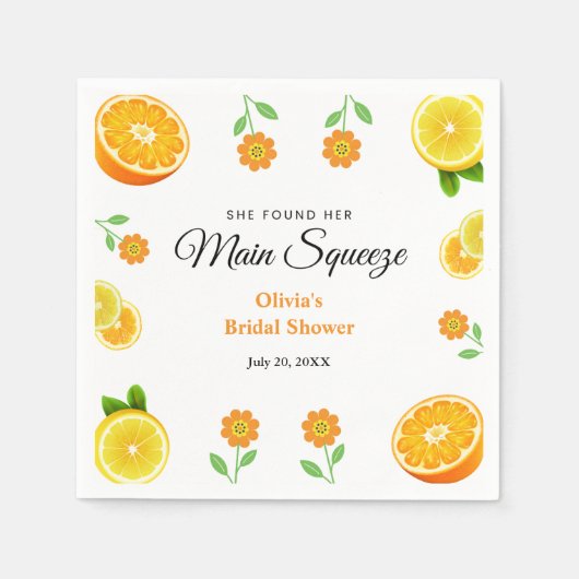 Serviette En Papier Fête de mariage Main Squeeze Citron d'été (Devant)
