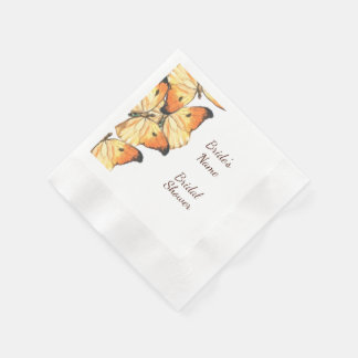Serviette En Papier Fête de Mariage Orange Papillon Monarque