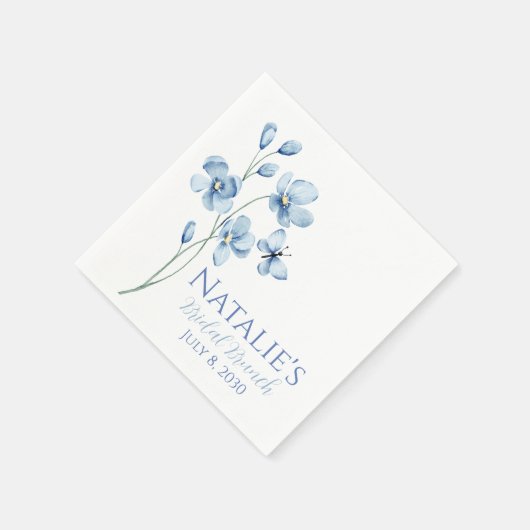 Serviette En Papier Fête de mariage papillon fleur sauvage bleu poussi (Coin)