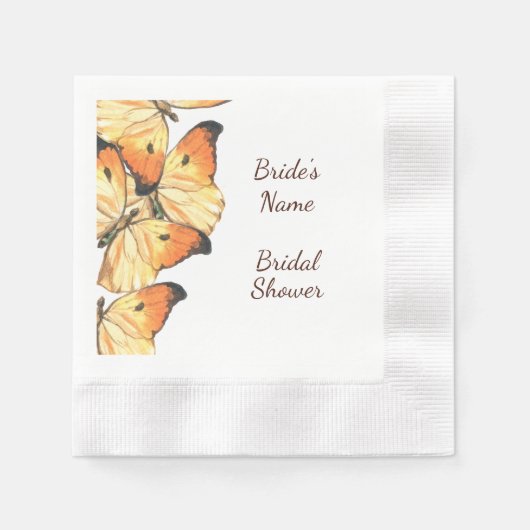 Serviette En Papier Fête de mariage papillon monarque orange (Devant)