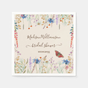 Serviette En Papier Fête de mariage papillon Prairie fleurie