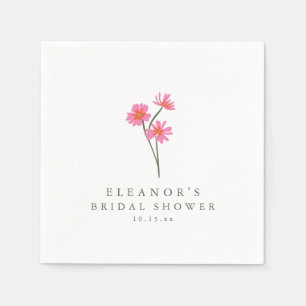 Serviette En Papier Fête de mariage personnalisée avec des cosmos rose
